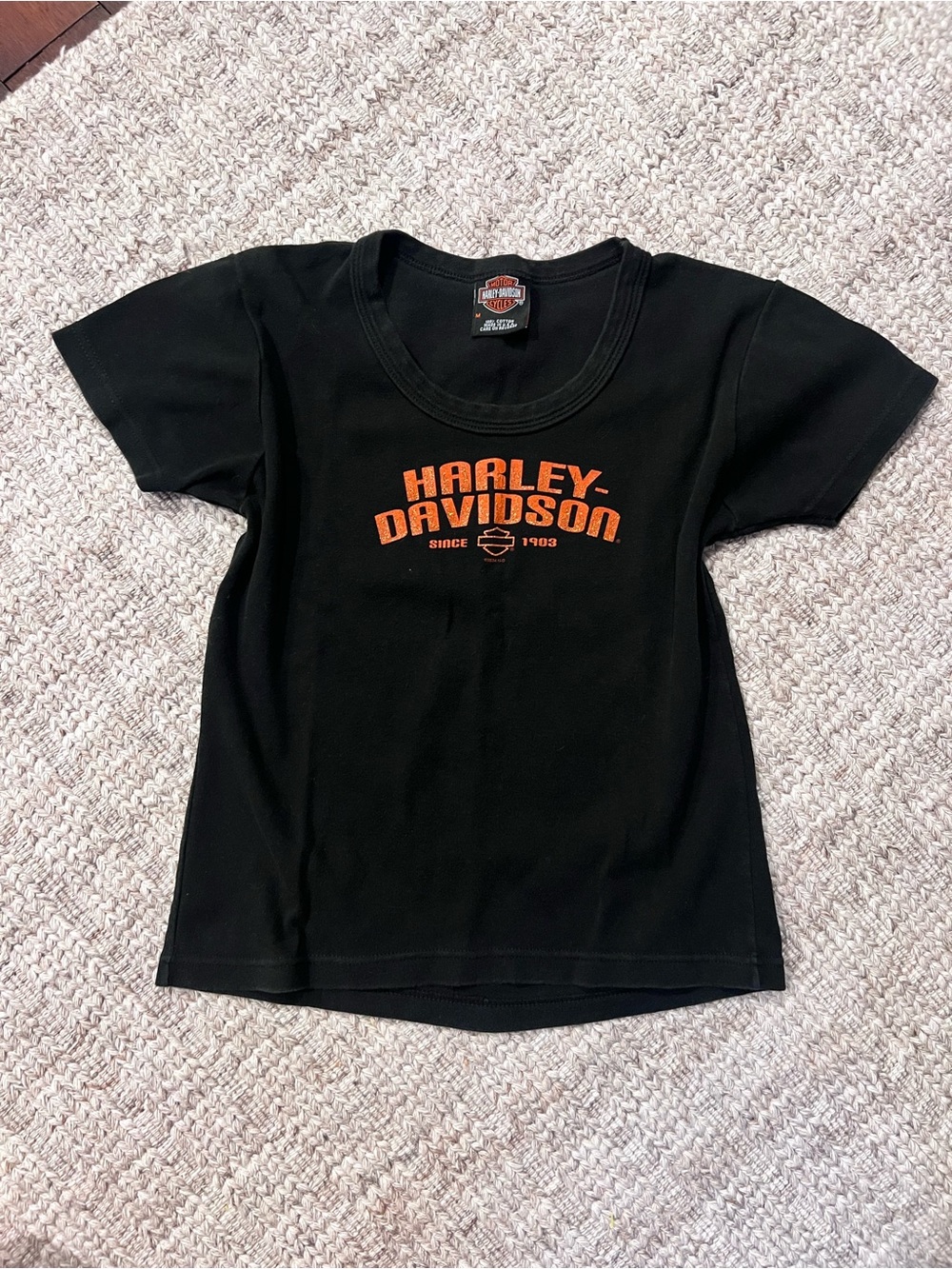Harley-Davidson Black Short-Sleeve Tee with Orange Logo